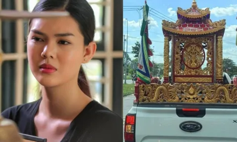 Diễn viên Ngọc Trinh nghẹn lòng đưa tiễn bố về nơi an nghỉ cuối cùng