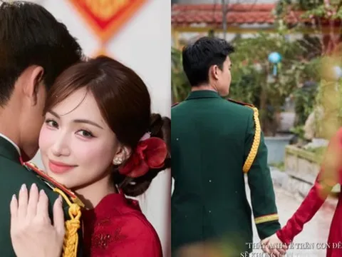 Lộ diện người đàn ông mặc quân phục được Hòa Minzy ôm chầm