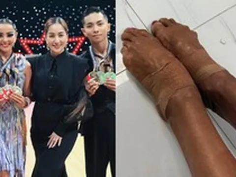 Cận cảnh đôi chân rớm máu, băng bó chằng chịt của kiện tướng Thu Hương khi cùng Phan Hiển giành 3 HCV Đông Nam Á